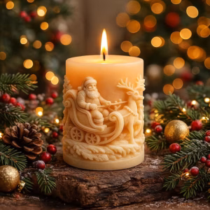 3D Santa Sleigh Christmas Decorative Candle