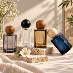50ml Glass Perfume Bottle with Wooden Cap