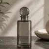 Elegant Green Rectangular Glass Perfume Bottle with Round Stopper