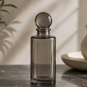 Elegant Green Rectangular Glass Perfume Bottle with Round Stopper
