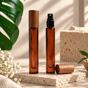 Mini Glass Perfume Spray Tube with Walnut Wood Lid