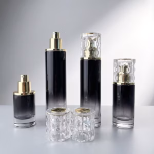 Smoky Black Glass Perfume Spray Bottle with Gold Pump